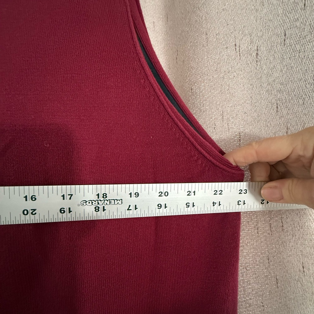 TEHAMA Men's XL Combed Cotton Golf Vest Burgundy Full Zip - Picture 3 of 6